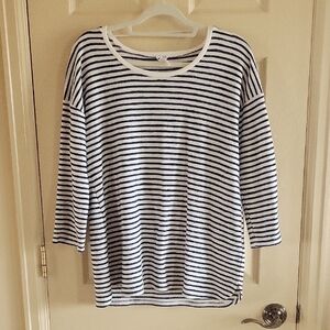 Cable & Gauge Navy and White Striped Top